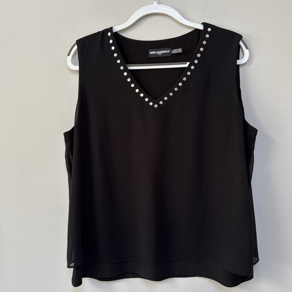 Karl Lagerfeld Black Studded Women's Top